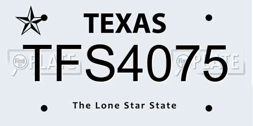 TFS4075 Texas License Plate