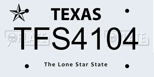TFS4104 Texas License Plate