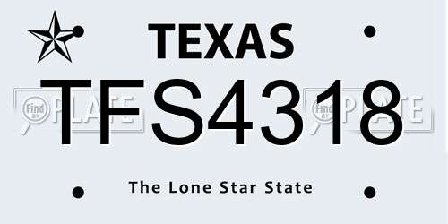 TFS4318 Texas License Plate