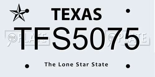 TFS5075 Texas License Plate