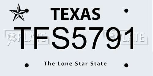 TFS5791 Texas License Plate
