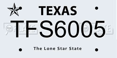 TFS6005 Texas License Plate
