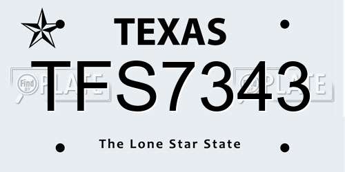 TFS7343 Texas License Plate