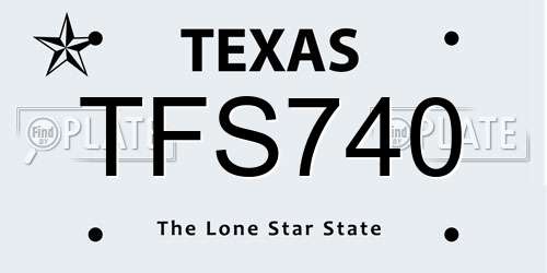 TFS740 Texas License Plate