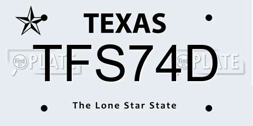 TFS74D Texas License Plate
