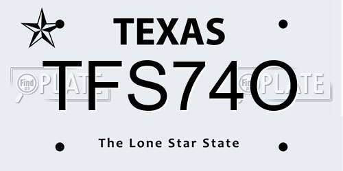 TFS74O Texas License Plate