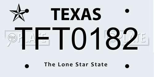 TFT0182 Texas License Plate