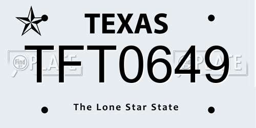 TFT0649 Texas License Plate