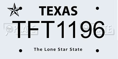 TFT1196 Texas License Plate
