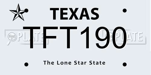 TFT190 Texas License Plate