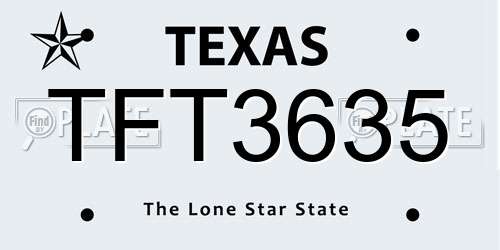 TFT3635 Texas License Plate