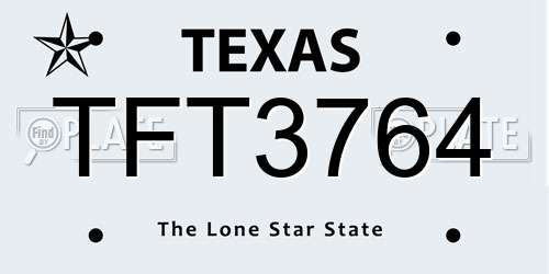 TFT3764 Texas License Plate