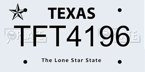 TFT4196 Texas License Plate