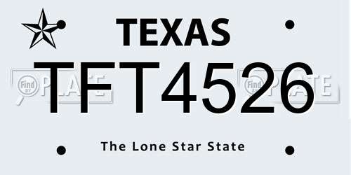 TFT4526 Texas License Plate