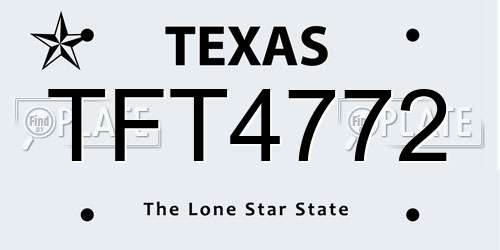TFT4772 Texas License Plate