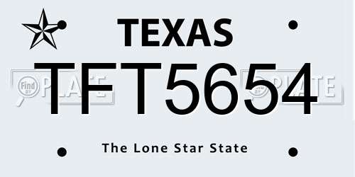 TFT5654 Texas License Plate