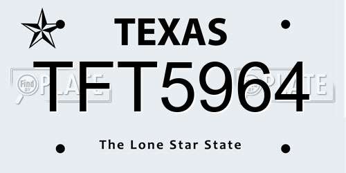 TFT5964 Texas License Plate