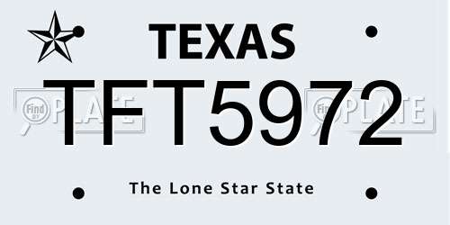 TFT5972 Texas License Plate