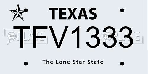 TFV1333 Texas License Plate