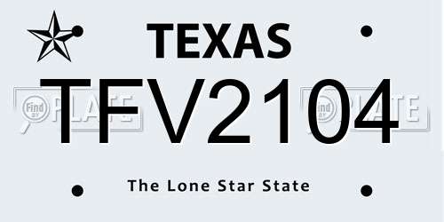 TFV2104 Texas License Plate