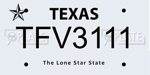 TFV3111 Texas License Plate