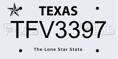 TFV3397 Texas License Plate