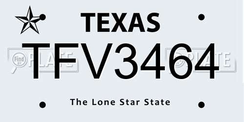 TFV3464 Texas License Plate