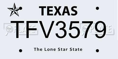 TFV3579 Texas License Plate