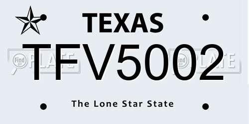 TFV5002 Texas License Plate