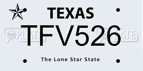 TFV526 Texas License Plate