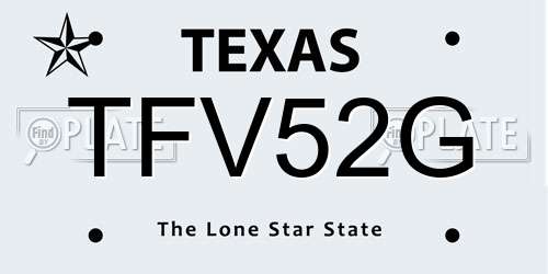 TFV52G Texas License Plate