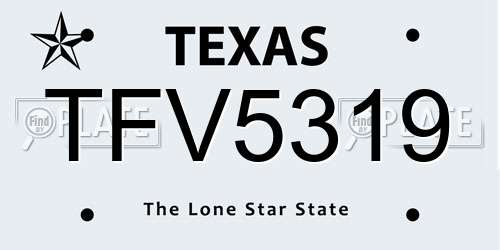 TFV5319 Texas License Plate