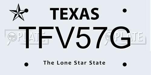TFV57G Texas License Plate
