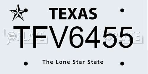 TFV6455 Texas License Plate