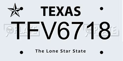 TFV6718 Texas License Plate