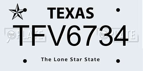 TFV6734 Texas License Plate