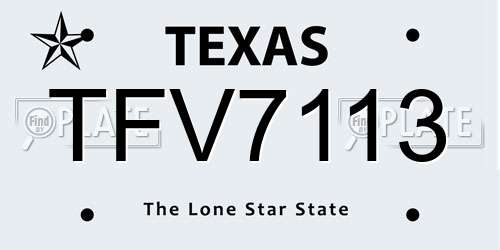 TFV7113 Texas License Plate