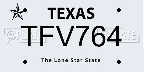 TFV764 Texas License Plate