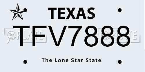 TFV7888 Texas License Plate