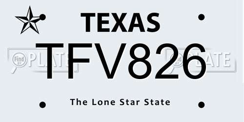 TFV826 Texas License Plate