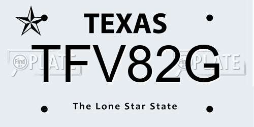 TFV82G Texas License Plate
