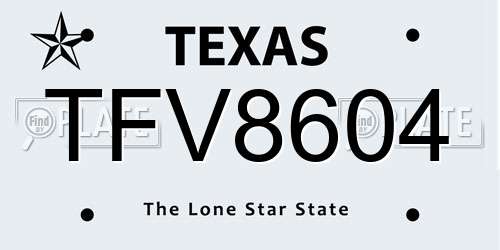 TFV8604 Texas License Plate