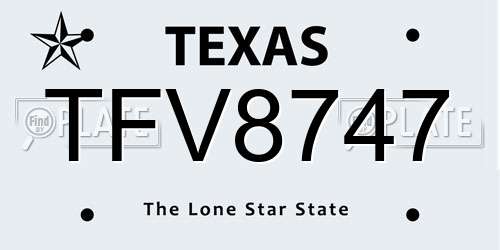 TFV8747 Texas License Plate