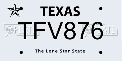 TFV876 Texas License Plate