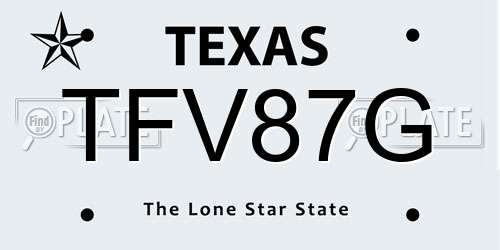 TFV87G Texas License Plate