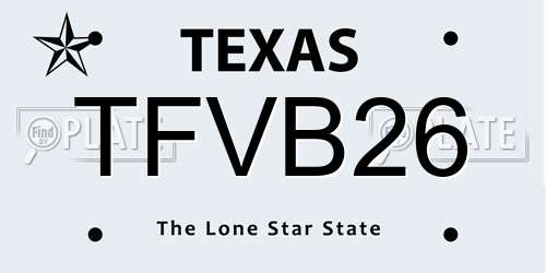 TFVB26 Texas License Plate