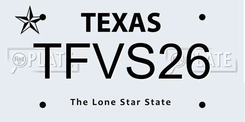 TFVS26 Texas License Plate