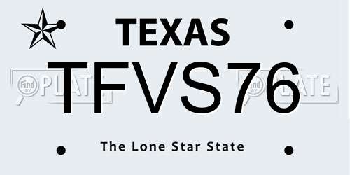 TFVS76 Texas License Plate