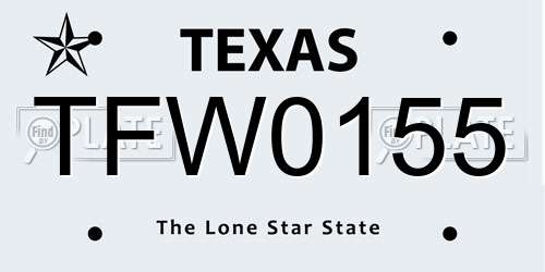 TFW0155 Texas License Plate