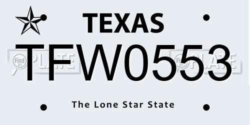 TFW0553 Texas License Plate
